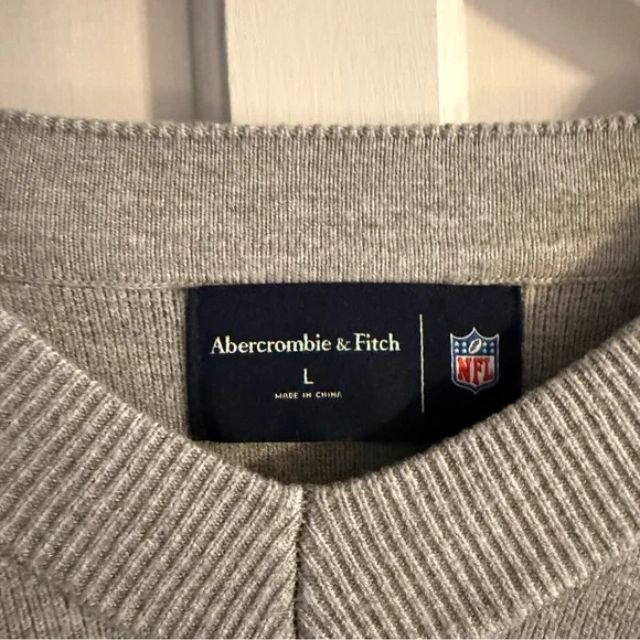 Abercrombie & Fitch Gray V-Neck Sweater with Eagles Design - Picture 6 of 7